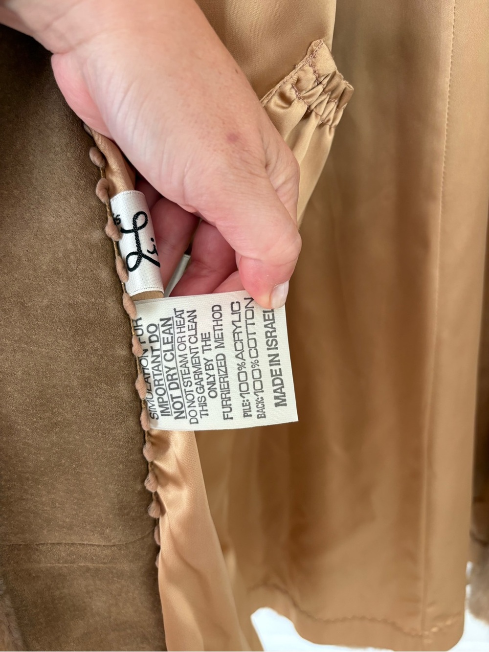 Lilli Ann San Fransisco Neutral Brown Faux Fur Longline Overcoat Size 6 - Picture 6 of 15